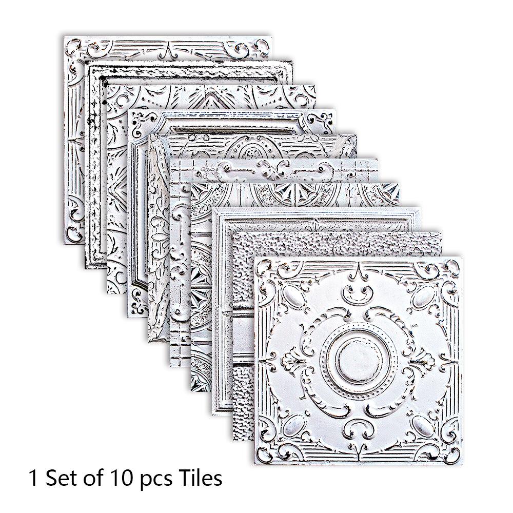 10 Pezzi Adesivi per Piastrelle da Pavimento Opache con Motivi Vintage Antiscivolo Impermeabili Autoadesivi Decalcomanie per Pavimento Bagno Cucina