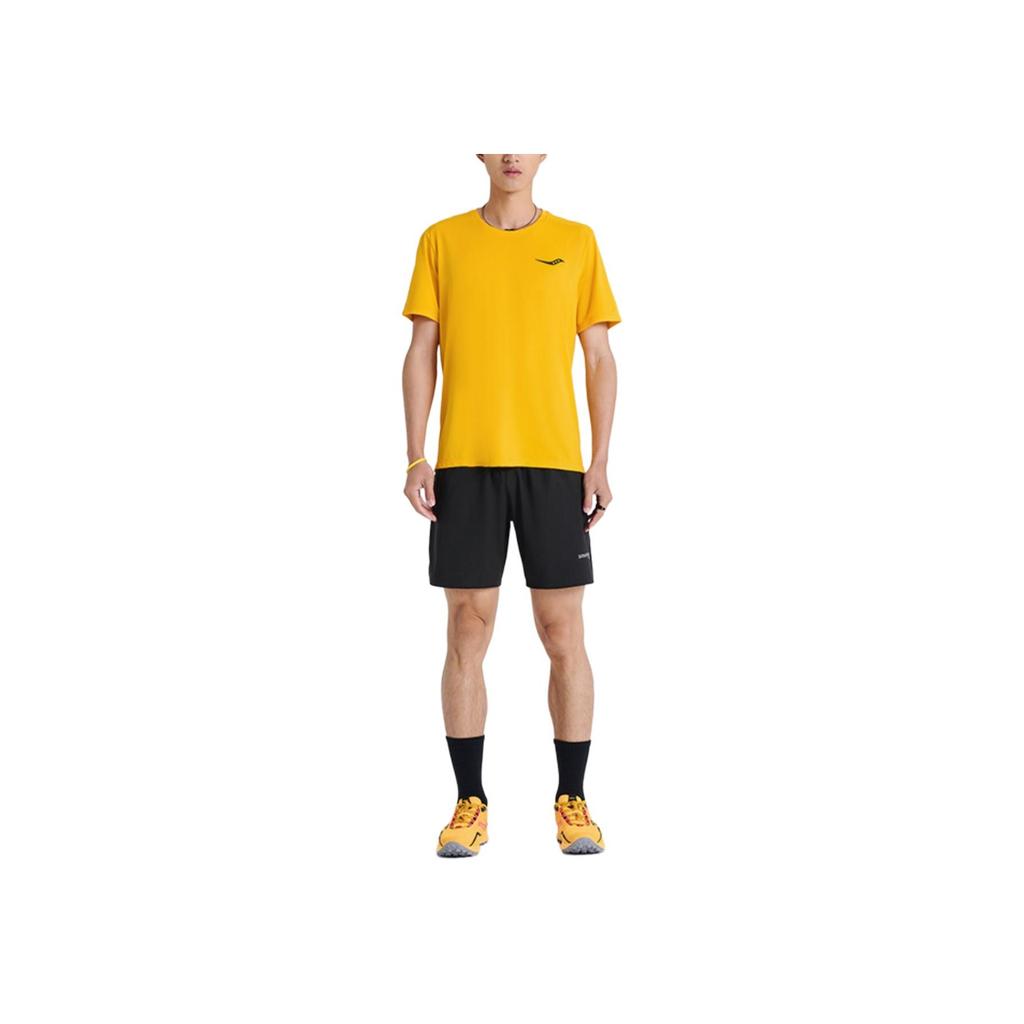 Saucony Logo Print Round Neck Breathable Knitted Casual Running T-Shirt Men T-Shirts Orange SC2229224-2