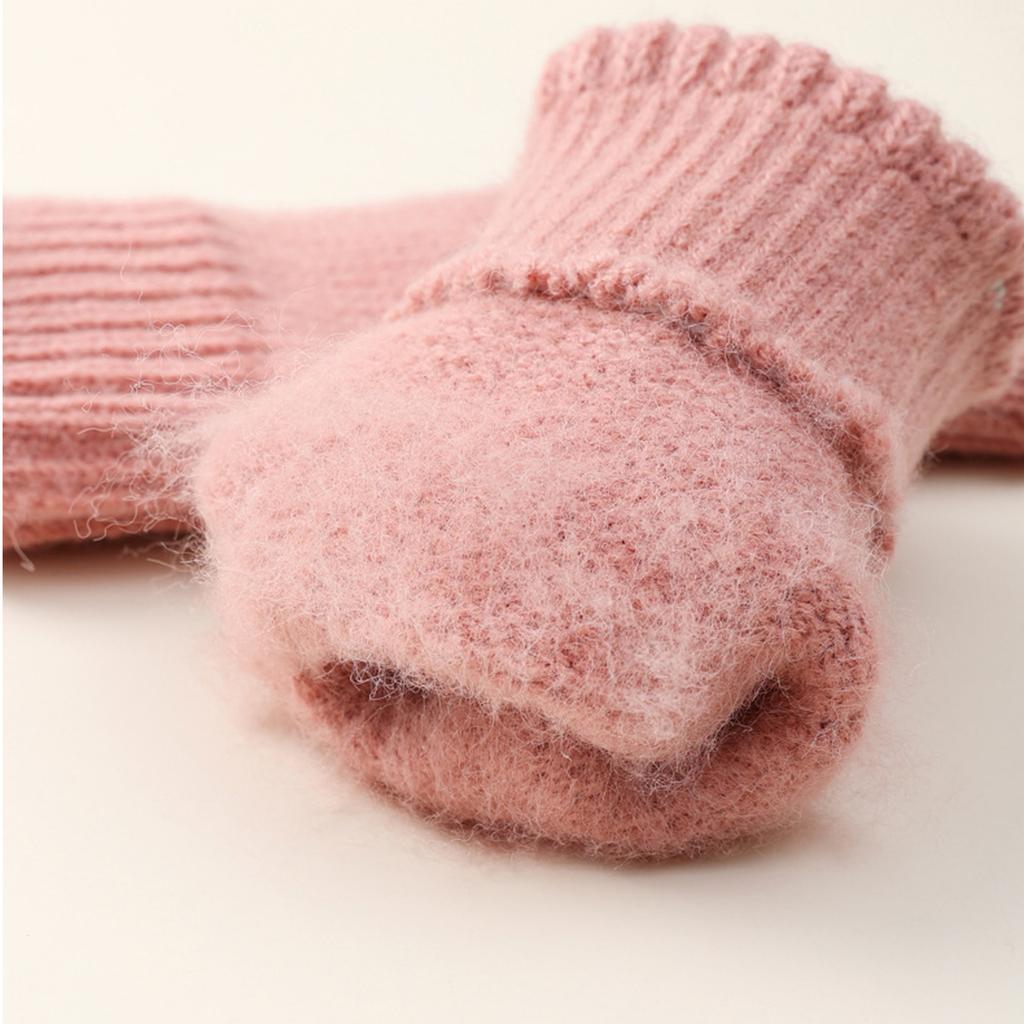 Half Finger Screentouch Gloves with Thicken Fleece Liner Soft Warm Knitted Short Gloves for Students Winter Everyday Use