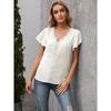 Sommer Einfaches Temperament Damen T-Shirt V-Ausschnitt Lässige Lose Hohle Kurzarm Tops