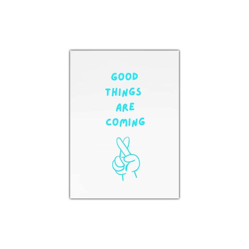 1PC Frameless Good Things Are Coming Posters Print Canvas Painting Modern Inspiration Quotes Wall Art Bedroom Home Decor Gift 21X30CMNo Framed