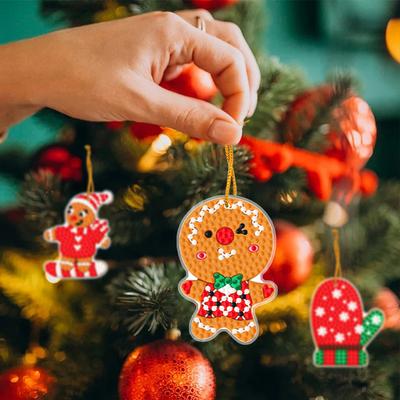 12Pcs Acrylic Christmas Cartoon 5D DIY Diamond Art Hanging Decorations Rhinestone Diamond Art Window Pendants for Christmas Tree