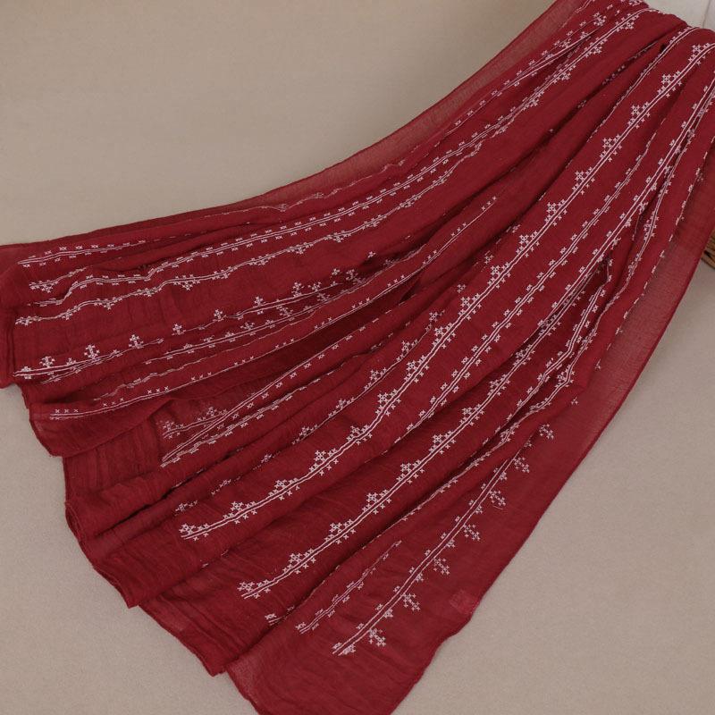 Cotton foam printed women's long scarf, monochrome cotton yarn popular scarf shawl