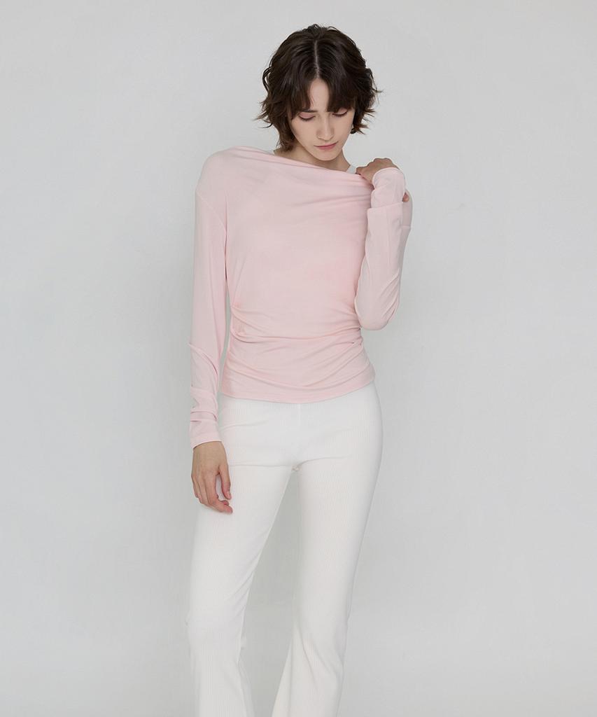 Debiweeo Drape Two-Way Long Sleeve Devi-T0143-Pink