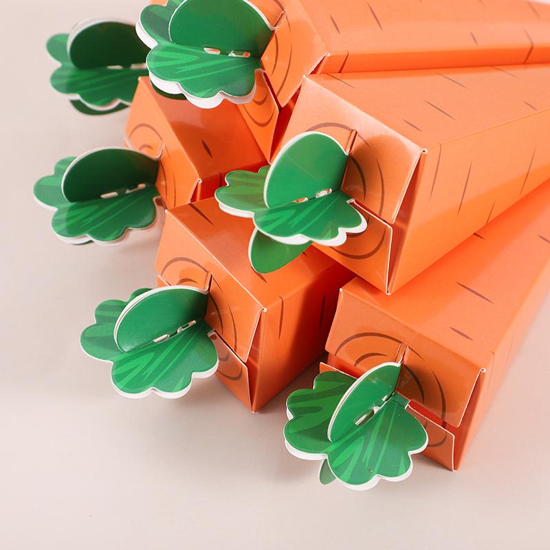 50pcs Easter Carrot Paper Candy Box Bunny Rabbit Cookie Snack Packaging Bags Spring Easter Party Decoration Kids Birthday Favors