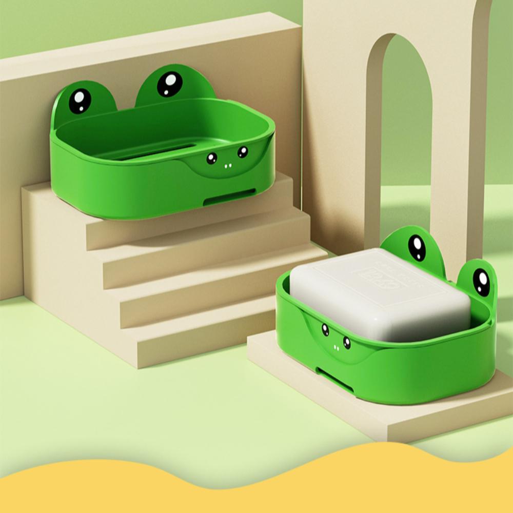 Double-layer Cartoon Soap Holder Wall Mounted Soap Tray Creative Drain Soap Storage Box Bathroom
