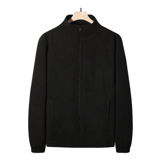 

Мужская куртка с воротником-стойкой, длинным рукавом, однотонное утолщенное пальто с карманами, повседневная одежда на молнии для осени и зимы XL чёрный