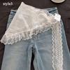 Retro  Lace Triangle Headscarf Retro Y2K Embroidered floral Neck Scarf Crochet Hair scarf Bandanas for Women Girls Lace Kerchief