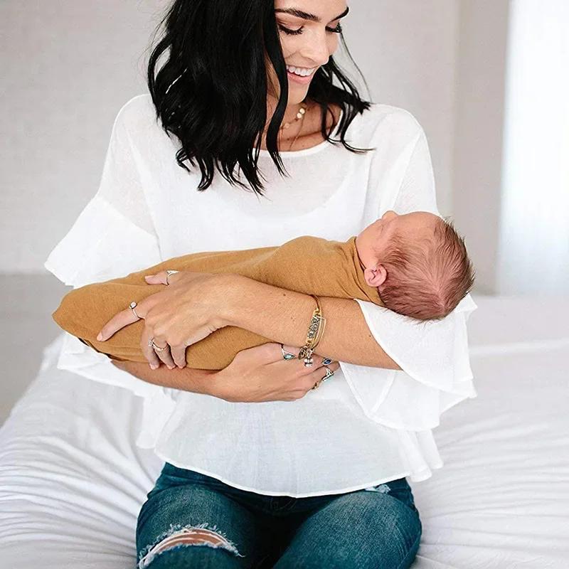 Baby Swaddle Bamboo Cotton Blanket Wrap Gauze Feeding Scraf Burp Cloths Bath Towel Baby Swaddle Small Size Solid Color BabyStuff