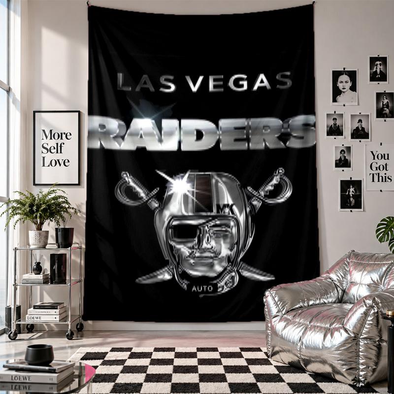 Las Vegas Raiders Wandteppich Heimdekoration Wandbehang Stoff für Schlafzimmer Wohnzimmer Hintergrund