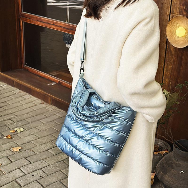 Winter Space Cotton Tote Bag For Women Fashion Casual Messenger Bag Designer Puffy Handbag Large Capacity Shoulder Bag