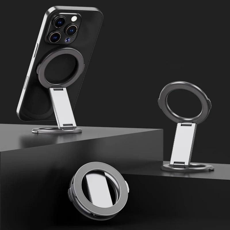 Mobile Phone Holders Magsafe Magnetic Metal Strong Suction Rotating Double Sided Sdsorption Portable Universal Desktop Stands