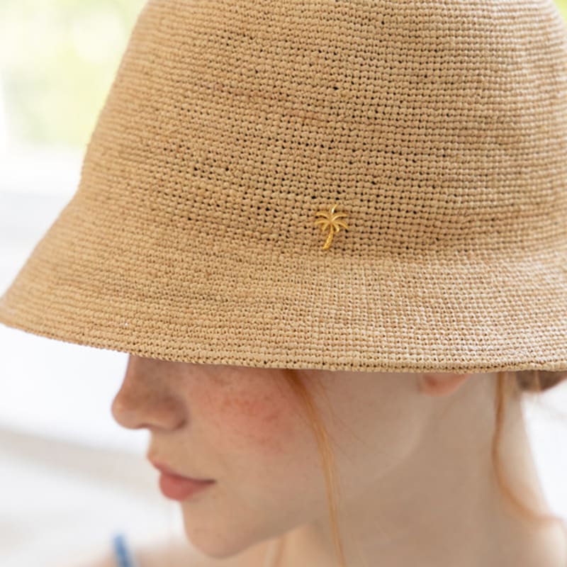 TATIANA NIVE Natural Raffia Cloche Bucket Hat HT8185