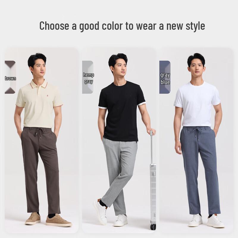 Langdeng Men's Summer Cool & Breathable Straight Fit Casual Pants