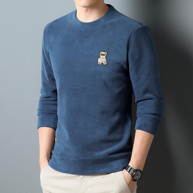 

Флисовая толстовка для мужчин, зимняя, новый стиль, круглый вырез, модная мужская футболка, утолщенная флисовая рубашка XXXXL