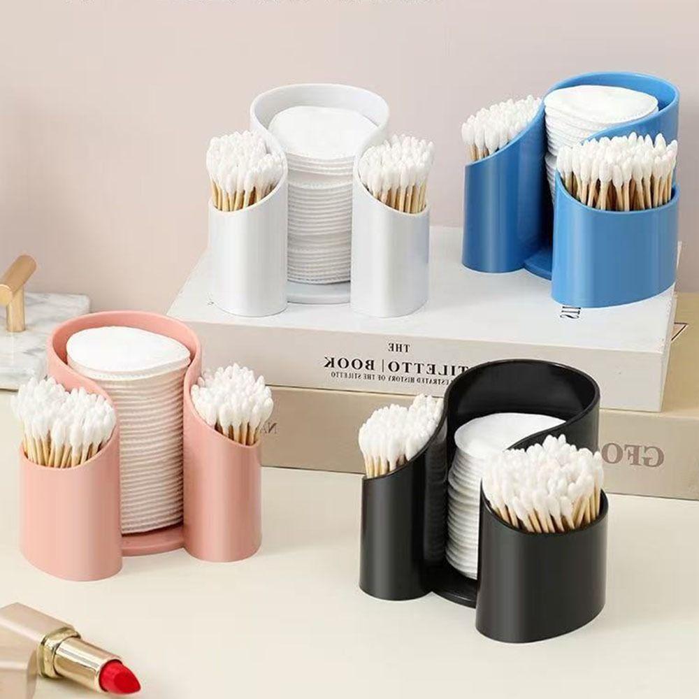 Plastic Swabs Dispenser 2in1 Cosmetic Pad Storage Box Cotton Swab Storage Box Dressing Table