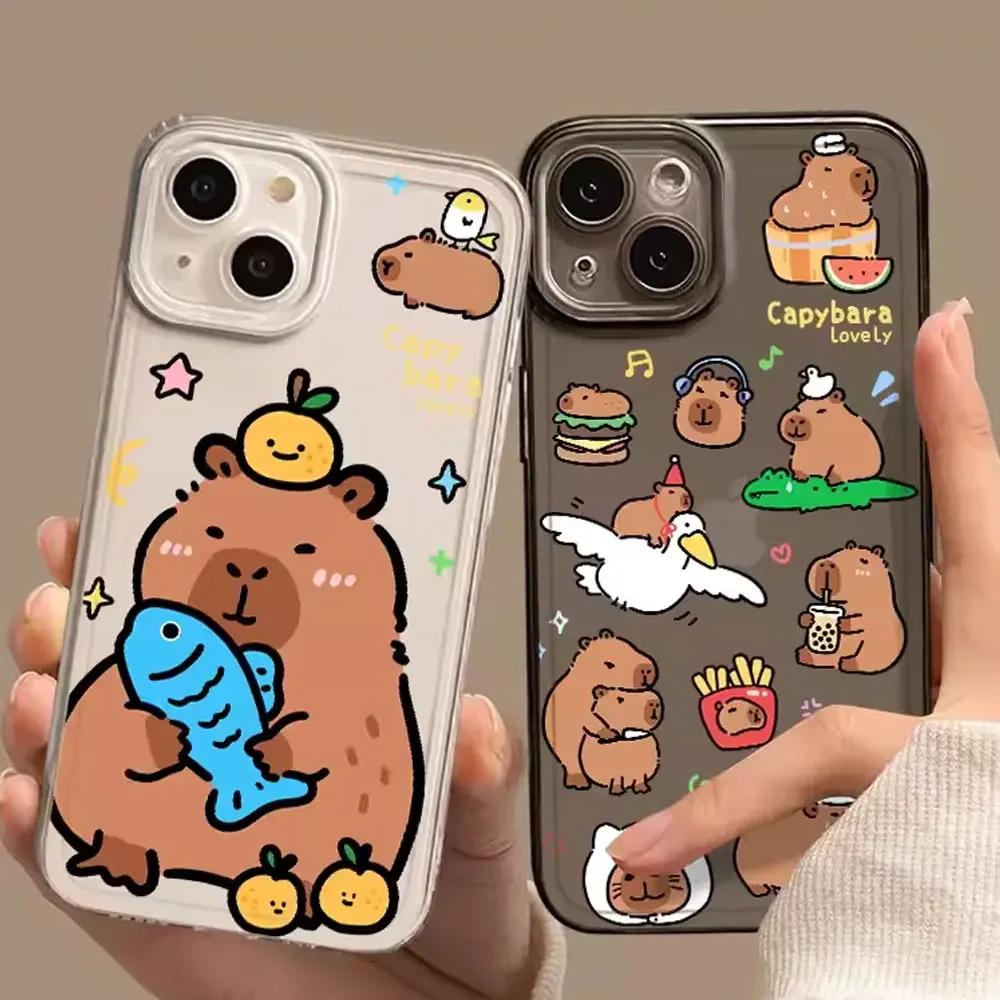 Cute Cartoon Capybara Phone Case for Iphone 12 13 11 14 15 Pro Max X XS MAX XR 7 8Plus SE2 Funny Animal Couple Soft Cover Fundas