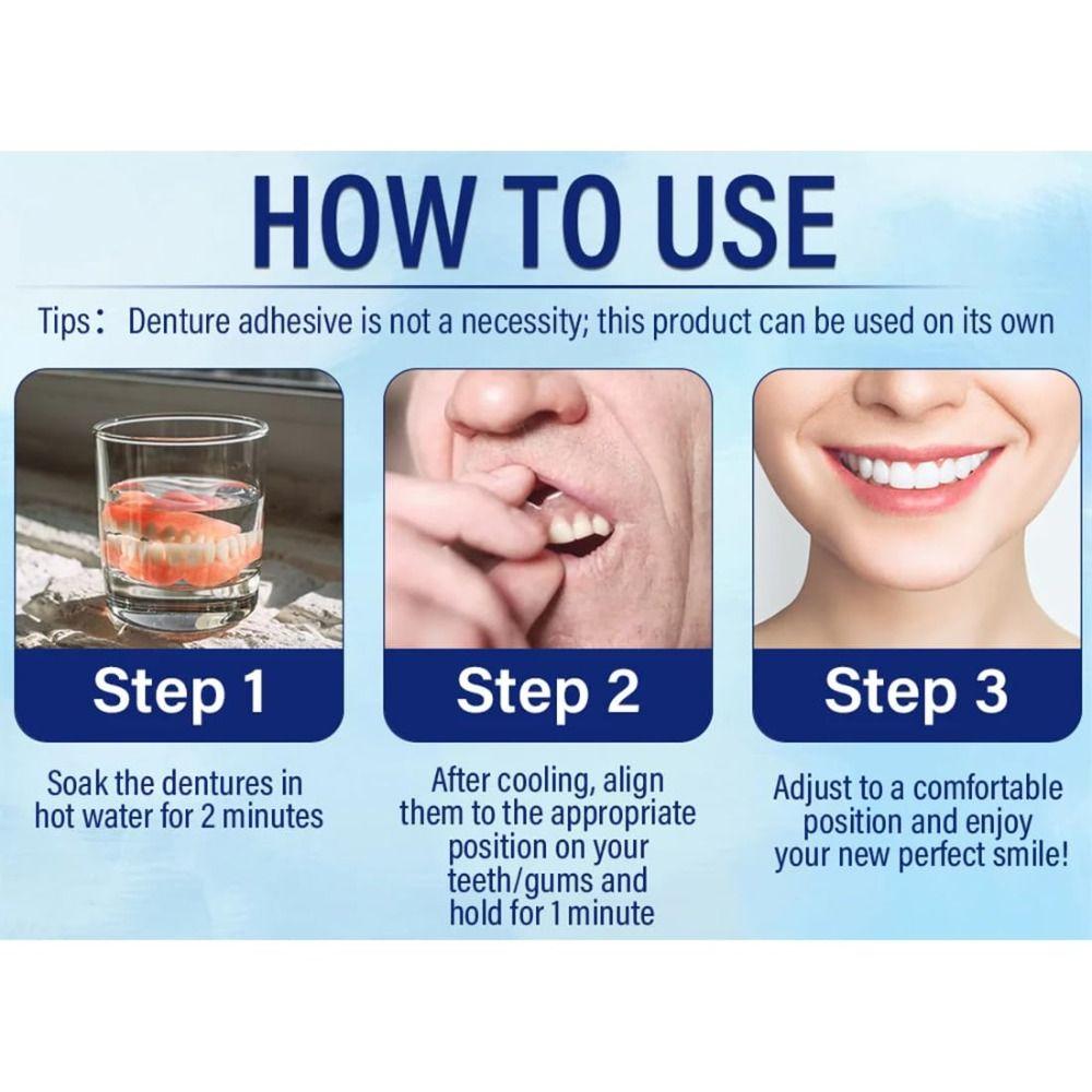 DIY Denture Liner Soft Denture Silicone Reline Kit Soft Instant Teeth  For Men And Women
