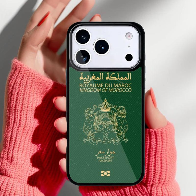 Morocco Flag Passport Phone Case for iPhone 17 Air 16e 15 14 13 Pro Max Back Cover for 12 11 Pro Coque