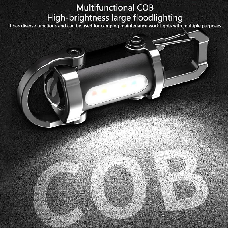 Led Keychain Flashlight Multifunctional Cob Work Light Keyring Practical Inspection Light Key Chain For Outdoor Activities
