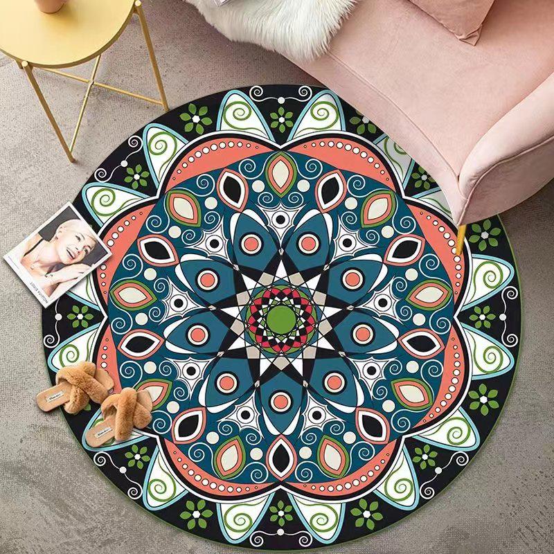 Vintage Crystal Velvet Round Carpet - Large Area Living Room Coverage