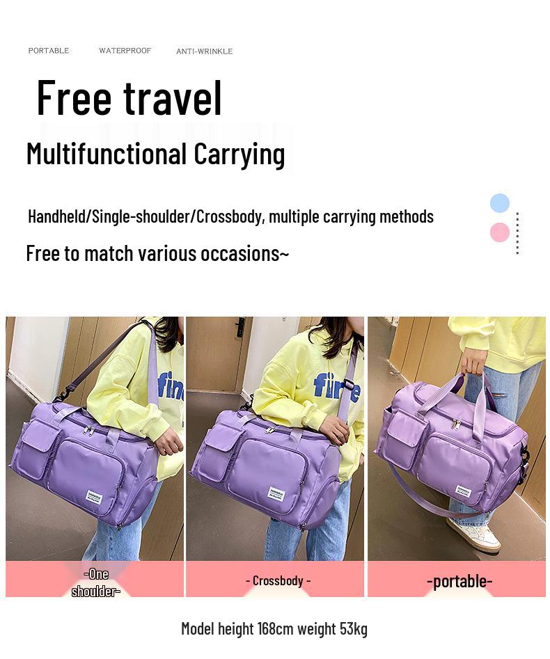 Large Capacity Travel Handbag: Ideal for Casual, Business, Outdoor Sports, with Wet/Dry Separation & Crossbody Feature.
