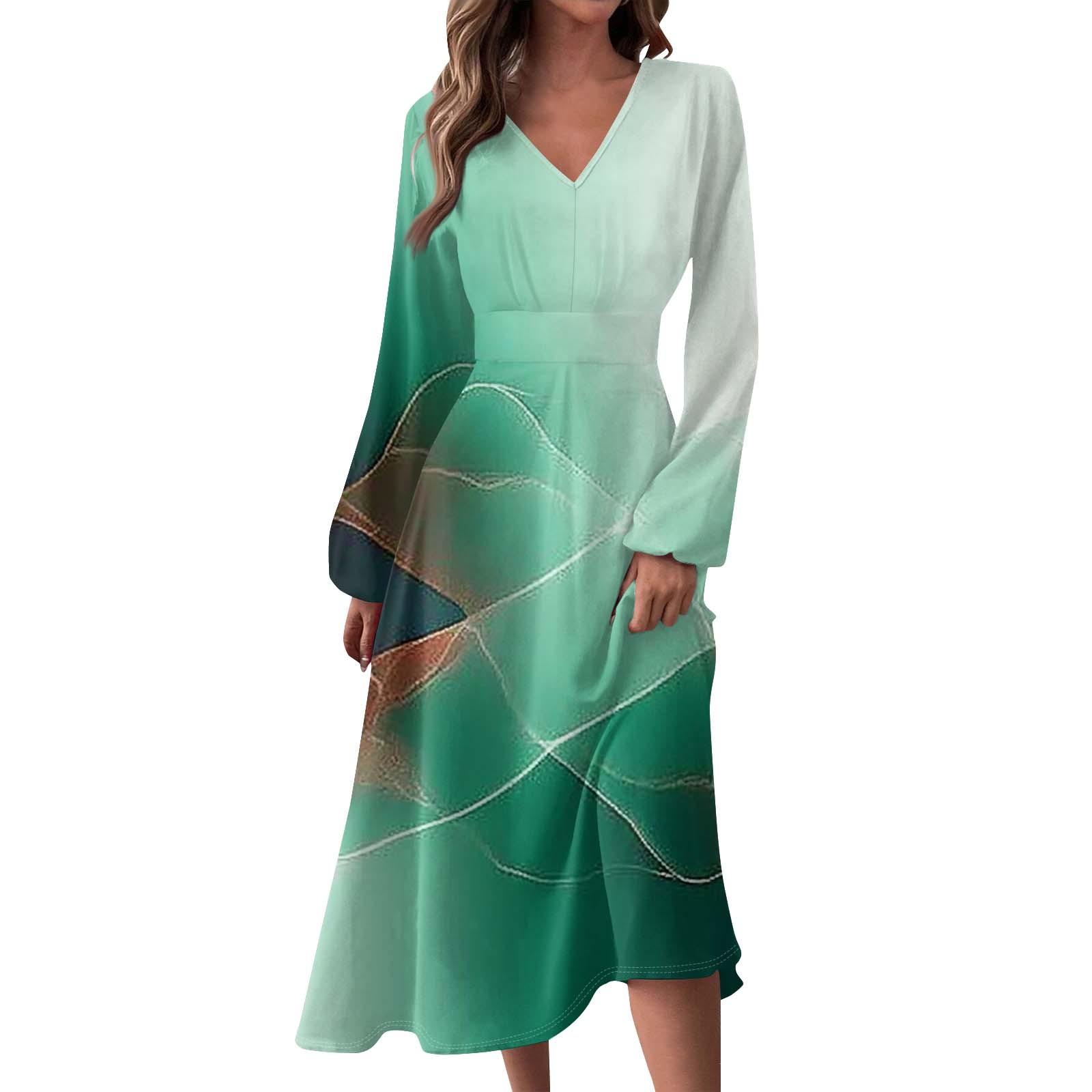 

Женское осенне-зимнее повседневное модное длинное платье с V-образным вырезом и длинными рукавами в полоску, подходящее для повседневной жизни и вечеринок XL