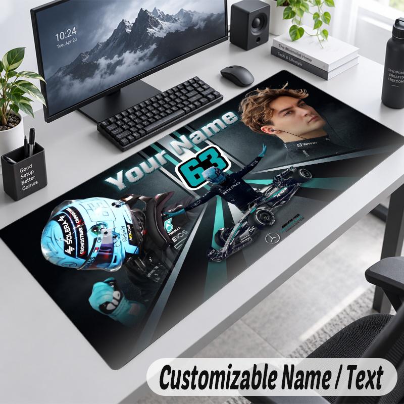 George Russell Personalized Large Mouse Pad Custom Name Text Extended Desk Mat Gaming Mousepad