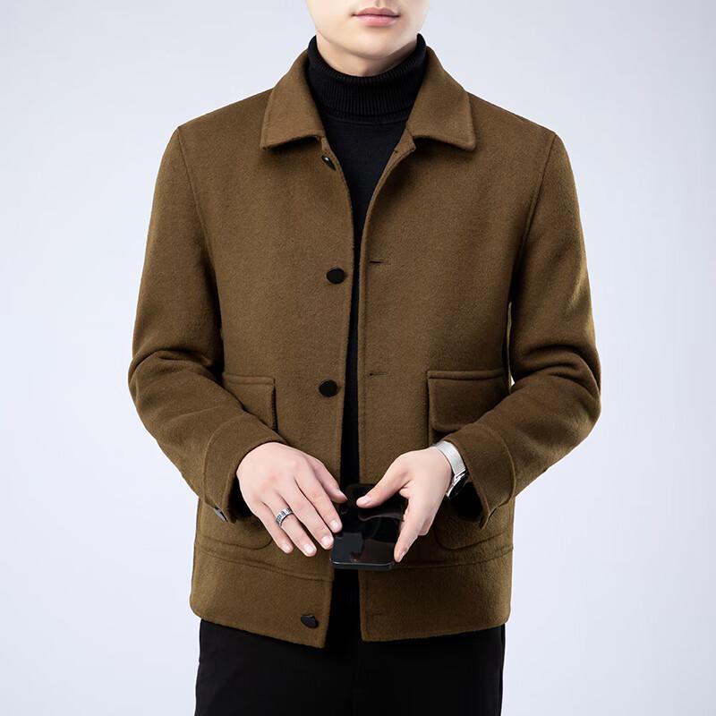 Firstview Men's Fashion Casual Double-sided Wool Lapel Coat
