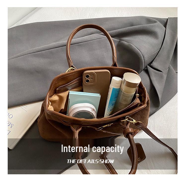 2025 Retro Niche Suede Colorblock Crossbody Baguette Handbag - New Versatile Fashion for Women