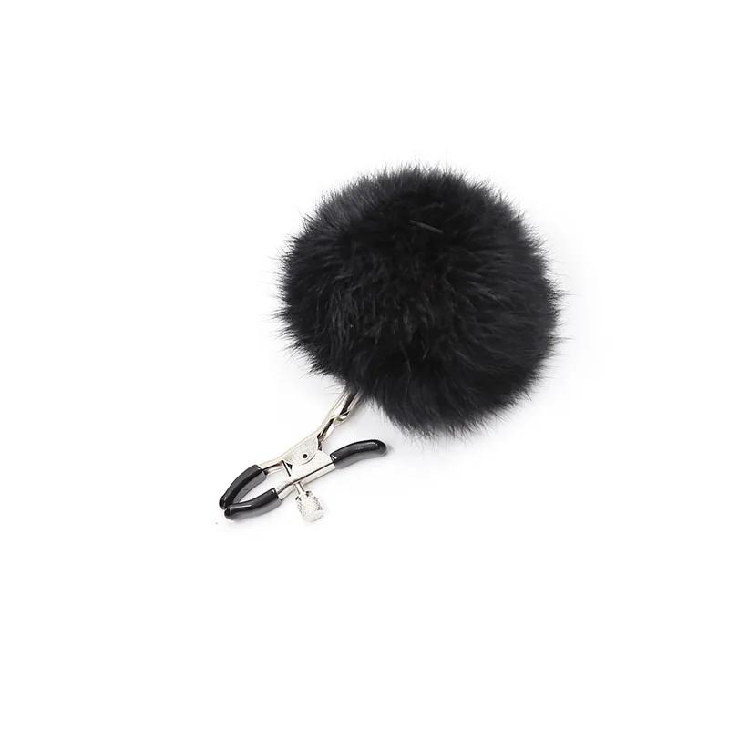 Fur Furry Ball Nipple Clips Adjustable Clamps Metal Breast Flirting Erotic Accessories Women Couples BDSM Bondage Game Sex Toys