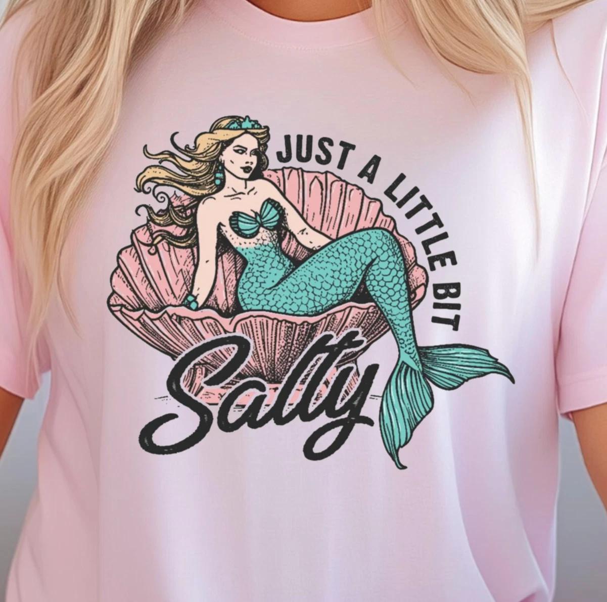 Just a Little Bit Salty Mermaid T-Shirt | Beach Tee, Summerwear Shirt 2XL