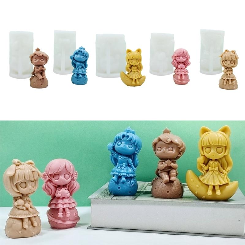 Princess Doll Candle Mold Silicone Gypsum Molds Desktop Decorations Handmade Scented Candle Making Wax Resin Soap Mould