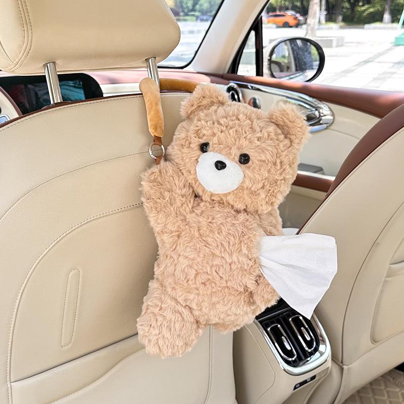 Car Universal Tissue Box Pet Cute Creative Hanging Tissue Holder Plush Vehicle Tissue Case Paper Box