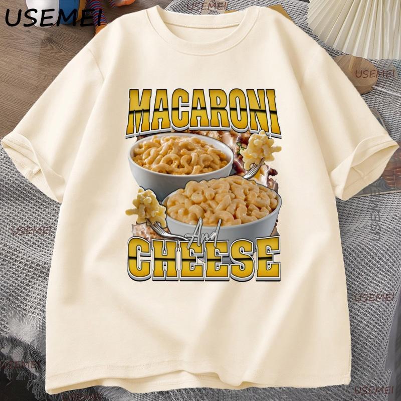 Macaroni Cheese Rap Vintage Graphic TShirt Funny Retro Food Lover Tshirt 90s Aesthetic Trendy Y2K Streetwear Tees Clothes