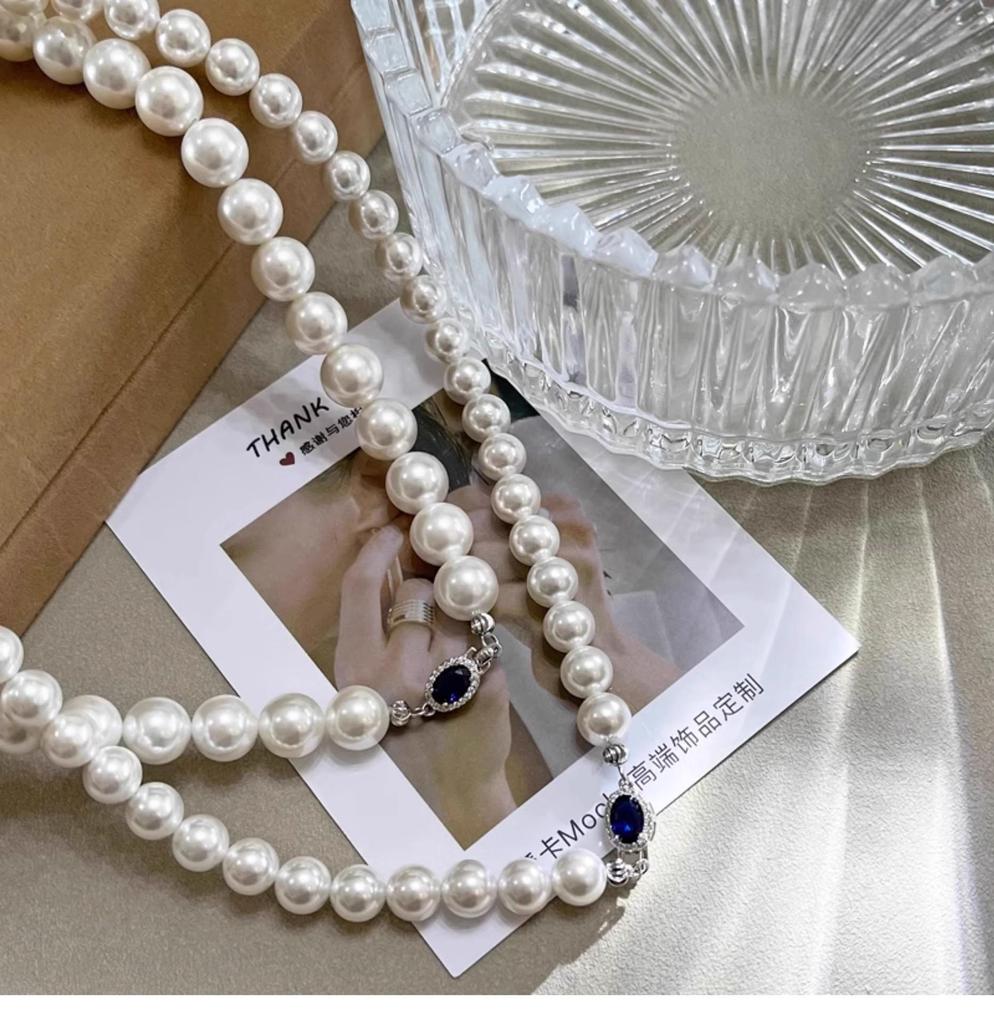 Windsor Sapphire Pearl Necklace: Women's Luxurious Osjka Pearl with Strong Luster