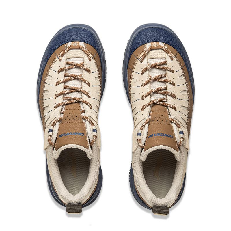 Li-Ning CF Su Lin Chuan Lite Rebound Comfortable Shock Absorption Breathable Low-Top Outdoor Hiking Shoes Men Shoes Brown Blue AHCU057-1