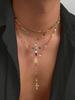 Vintage Mehrfarbiges Strass-Kreuz-Halsketten-Set für Damen Mädchen, Trendiges Tägliches Lebhaftes Weihnachts-Geburtstags-Feiertags-Geschenkidee