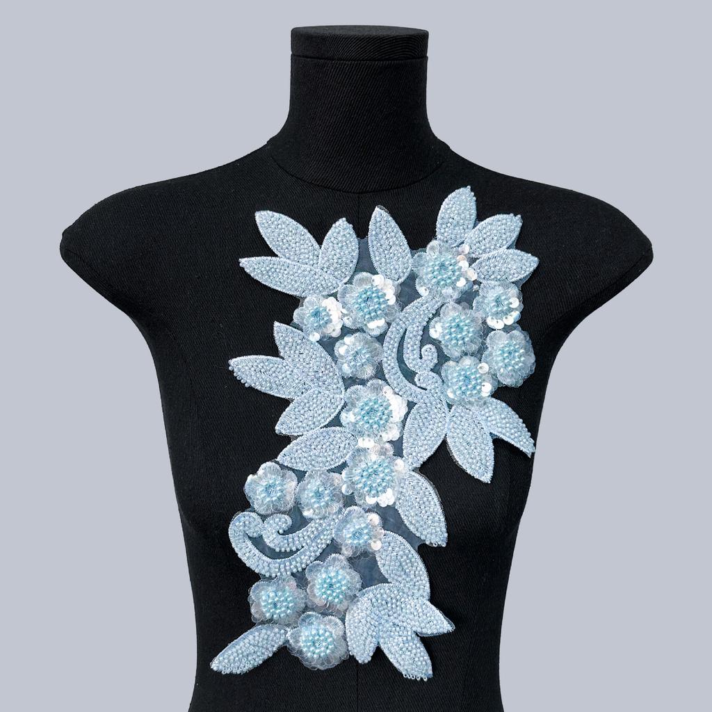 Mesh Sequin Nail Diamond Bead Embroidery Sewing Single Flower Collar Diy Decoration With Clothing Accessories Collar