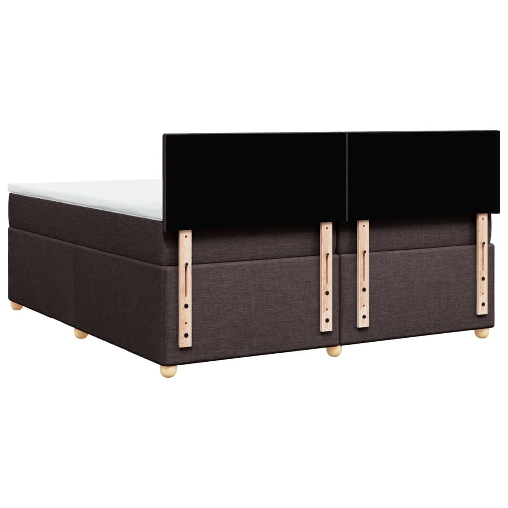 Box Spring Bed with Mattress Dark Brown 200x200 Cm Fabric