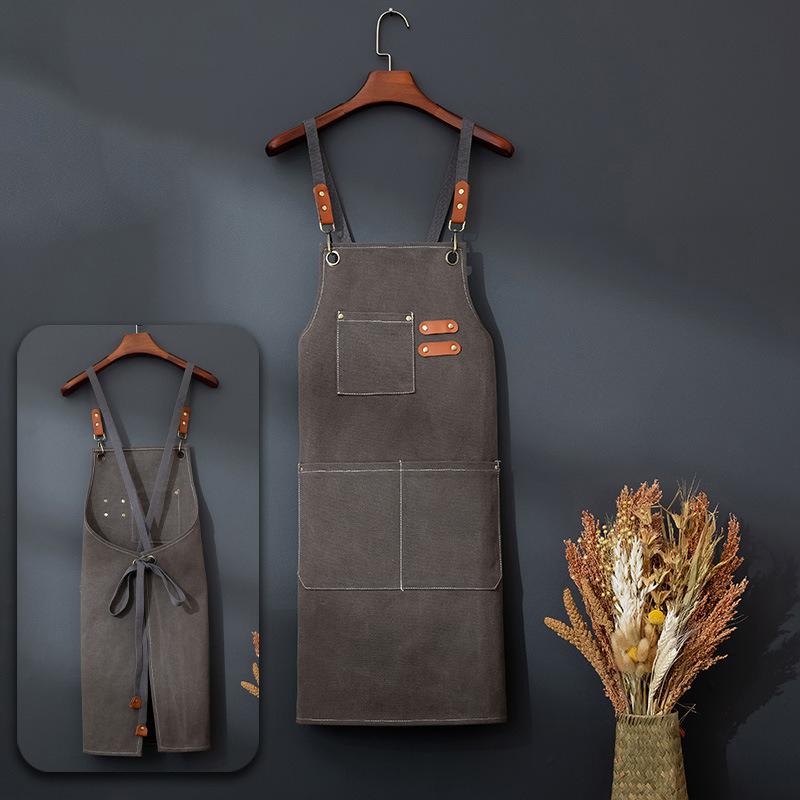 Canvas Waterproof Professional Kitchen Apron Woodworking Apron Art Apron, Fit Cafe Bar Shop Beauty Nails Studios Uniform WQ001 12 oz canvas