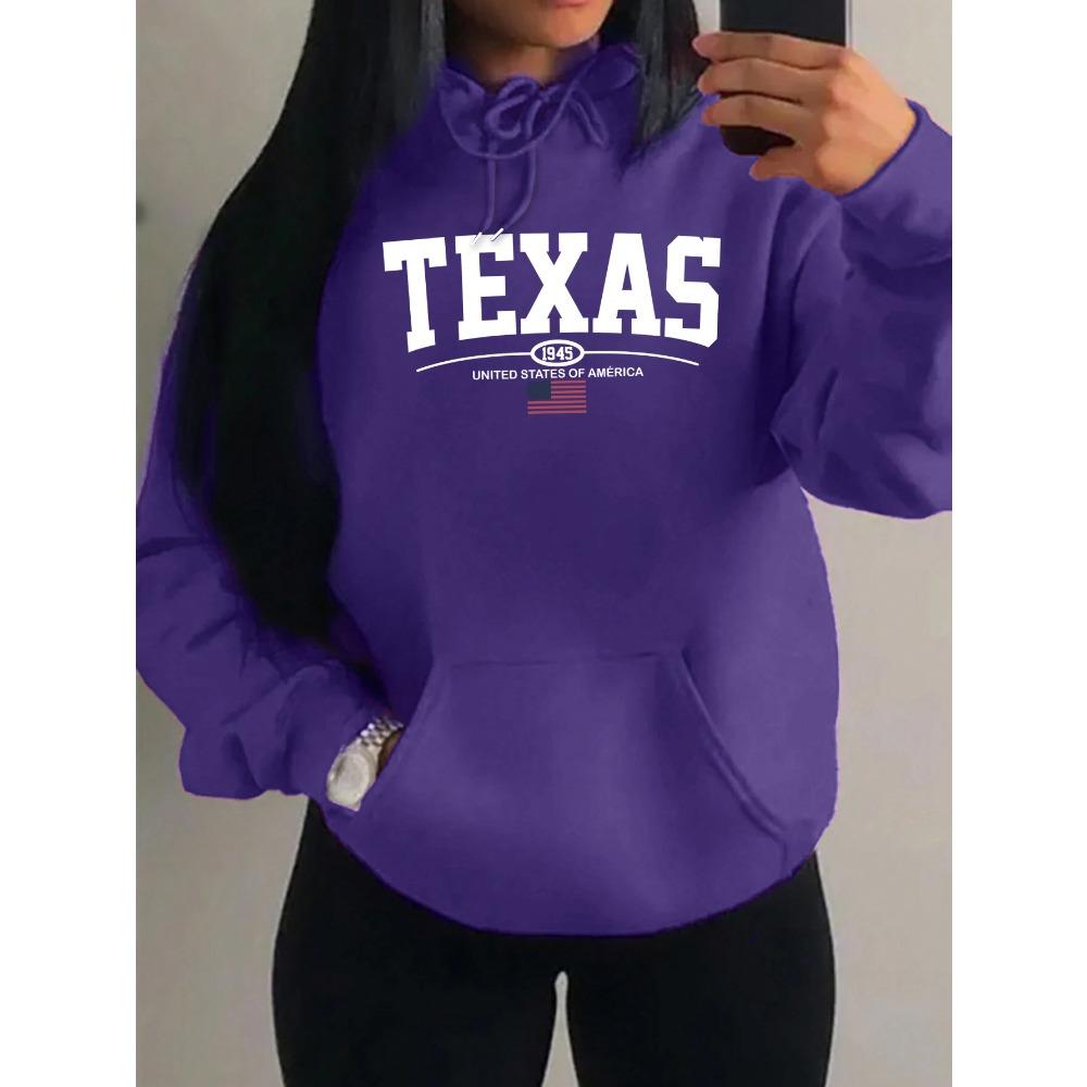 Texas Usa City Art Letter 1945 Print Women Hoody Harajuku Loose Hoodies Casual Street Y2K Sportswear Clothes