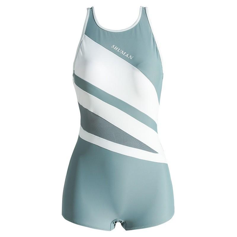 Swimsuit Women's One-piece Conservative Boxer Hot Large Size Belly Cover Slimming Swimming Pool Sports Racing Swimwear