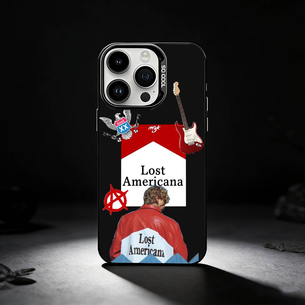 MGK L-Lost Americana Phone Case For iPhone 17,16,15,14,13,12,11 Plus,Pro Max,XS,Colored silver phone case