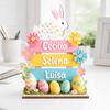 Cute Wooden Easter Rabbit Ornament Cartoon Colorful Bunny Ornament Handmade Blessing Rabbit Desktop Decoration Easter Day