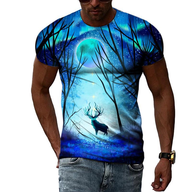 

Мужская свободная повседневная футболка с круглым вырезом и модной 3D-печатью, с коротким рукавом 6XL