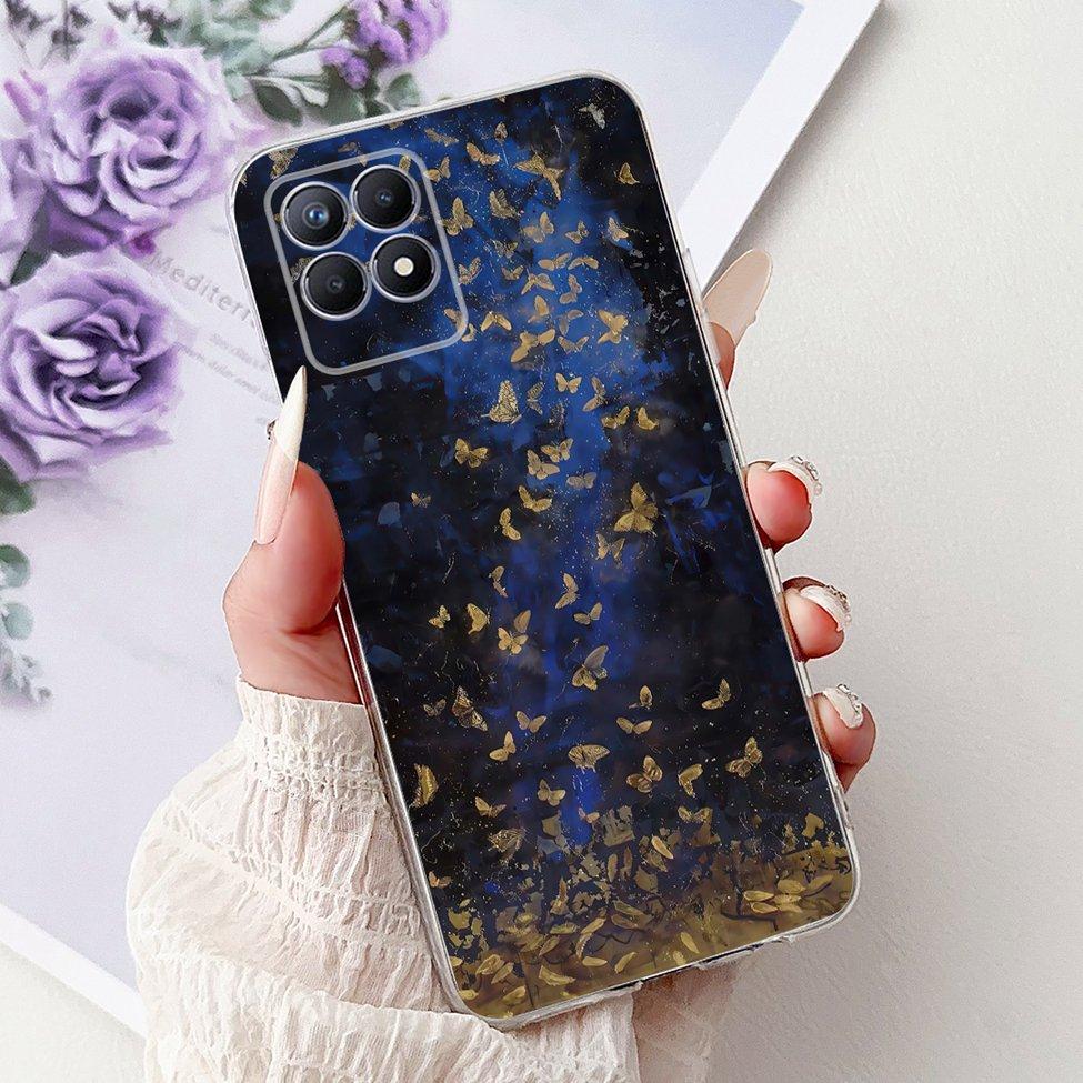 Clear Cover For Realme 8i Case RMX3151 Luxury Butterfly Love Flowers Cool Painted Phone Case For Realme Narzo 50 RMX3286 Cover