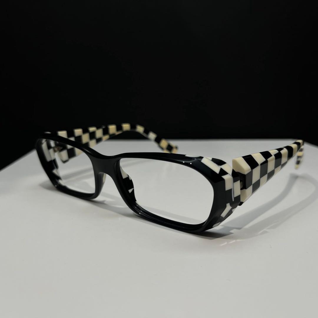 Used Alain Mikuri Limited Edition AO323 Checkered Flag Pattern Glasses Frame