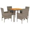 VidaXL Garden Dining Set and Cushions 5 Pcs Grey Rattan Acacia, Outdoor Dining Set, Furniture of 3278676
