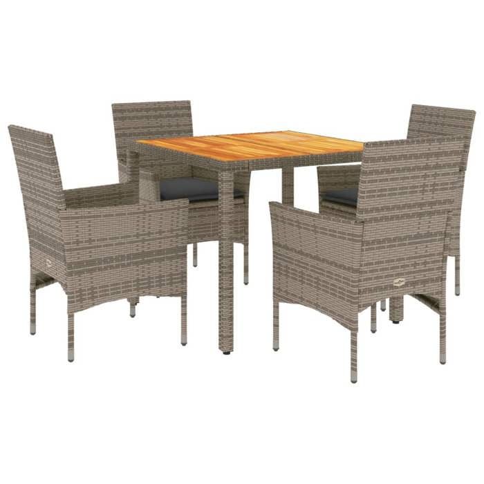 VidaXL Garden Dining Set and Cushions 5 Pcs Grey Rattan Acacia, Outdoor Dining Set, Furniture of 3278676